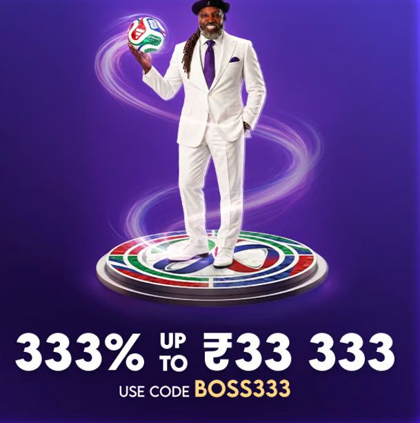 333% welcome bonus up to ₹33,333 for new players